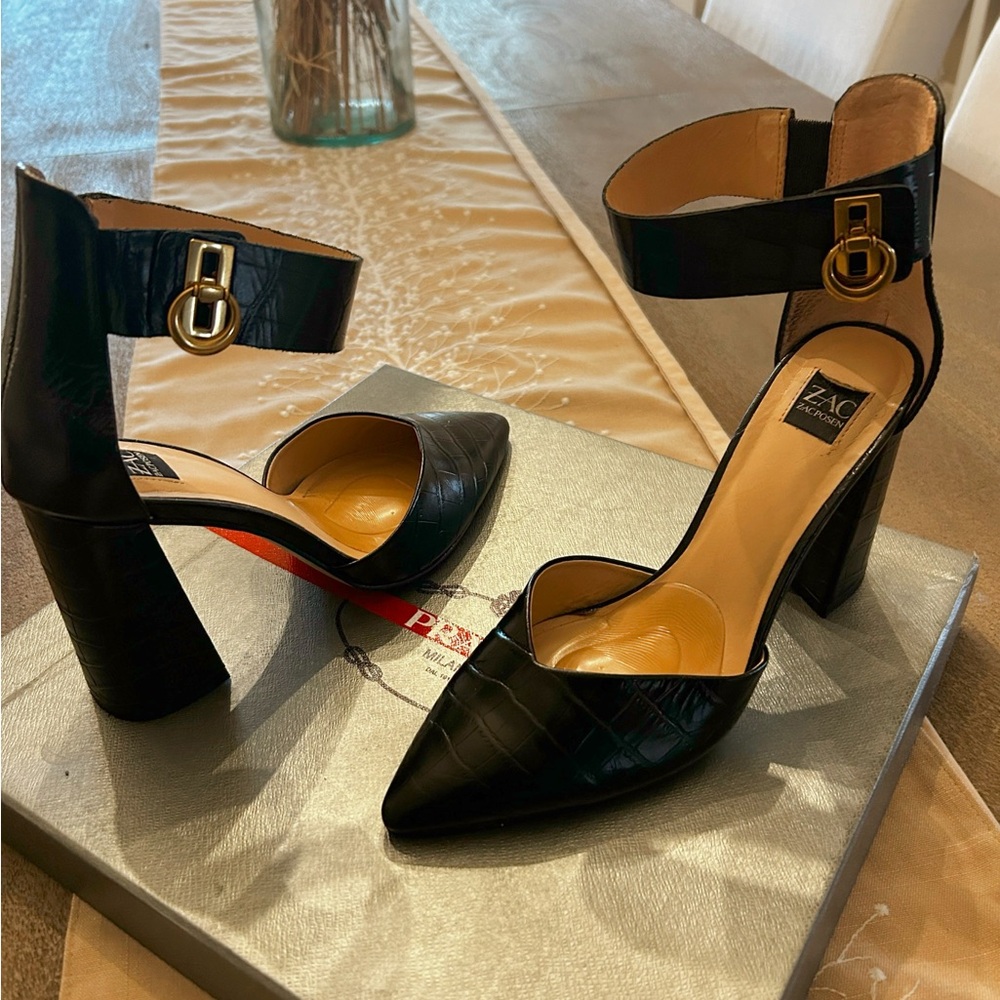 ZAC Zac Posen Black Ankle Strap Heels